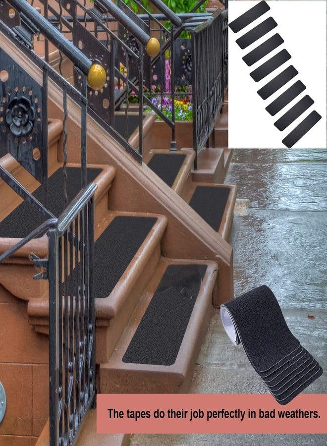 Wild Tribe Pack of 8 Non-Slip Safety Step Tapes Wood Stair Treads Floor Track Sticker 80 Grit for Skateboard & Outdoor & Staircase, Black (6"x24", Black) - Image 3