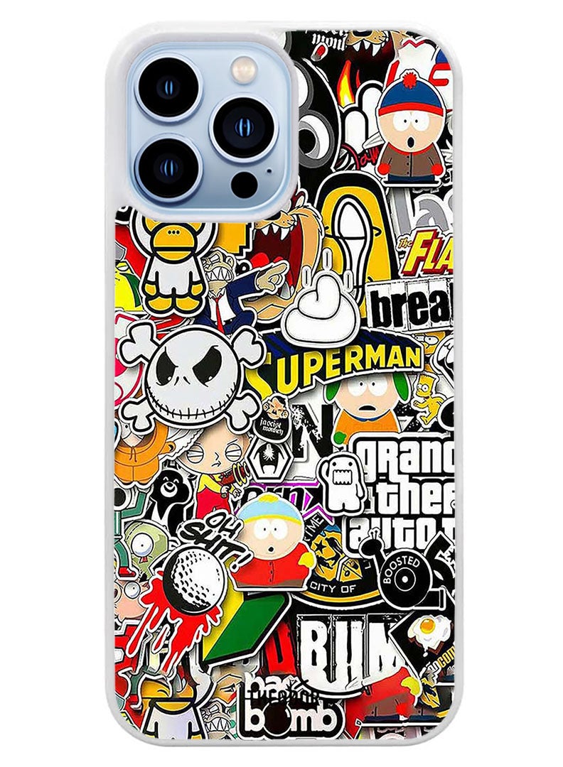Theodor Protective Case Cover For APPLE IPHONE 14 Pro superhero tags(White Bumper) - Image 1