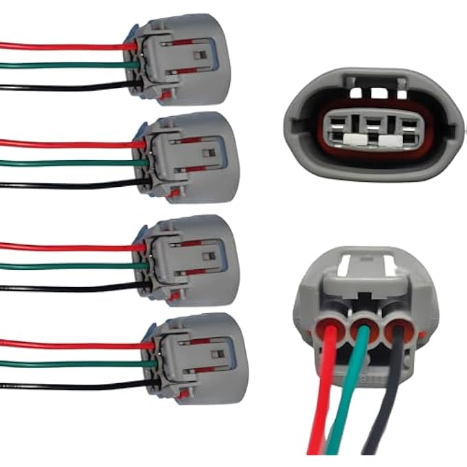 AUTO OCCASION Automotive Alternators Plug Connector Pigtail 3 PIN Compatible With A8 Quattro RS7 S6 S7 S8, Compatible with Infiniti G25 G35 G37 M35 M37 Q40 Q50 Q60 Q70 Q70L (Pack of 4) - Image 1