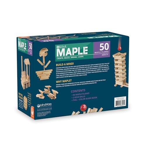 MindWare KEVA Maple 50 Planks FreeForm 3D Building for Kids Create Your own Architecture Designs Wood Blocks - Image 5