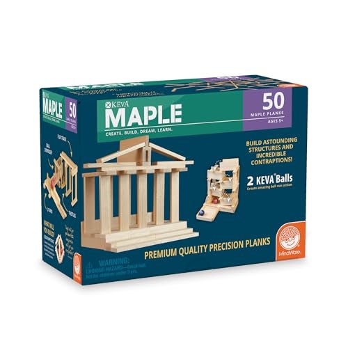 MindWare KEVA Maple 50 Planks FreeForm 3D Building for Kids Create Your own Architecture Designs Wood Blocks - Image 1
