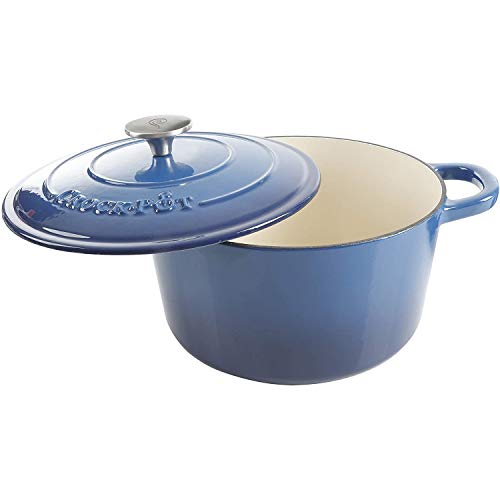 Crock-Pot Artisan 5-Quart Round Enameled Cast Iron Dutch Oven – Blue, Durable Heavy-Duty Cookware for Slow Cooking, Roasting, Baking with Lid - Image 2