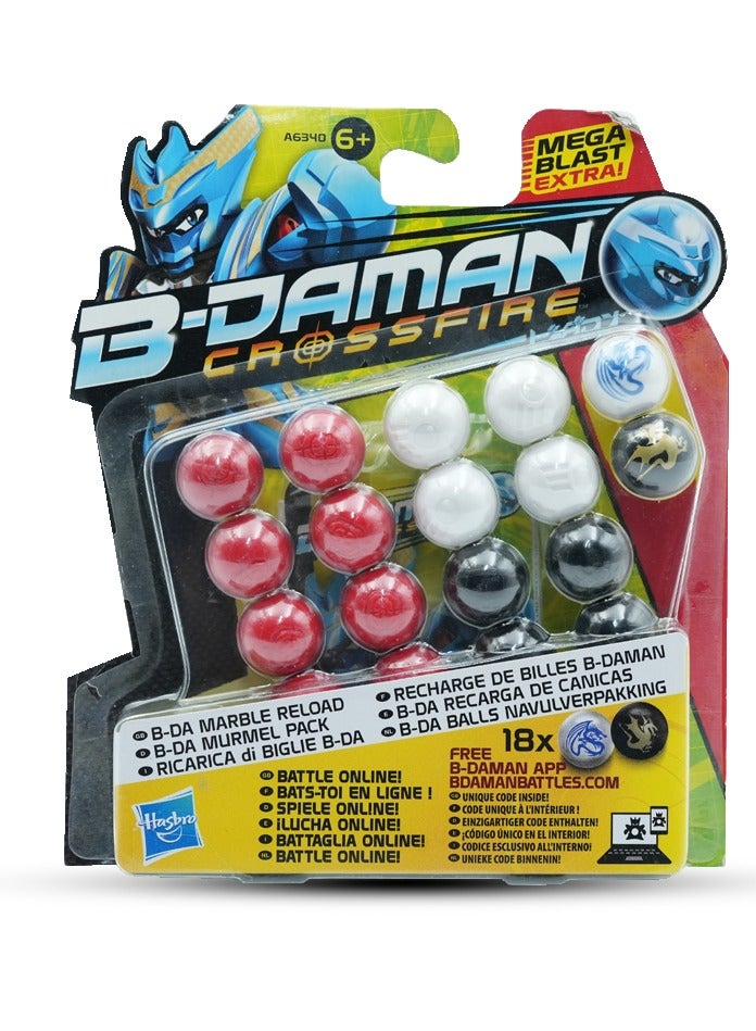 هاسبرو تويز حزمة إعادة تعبئة كرات B-Daman Crossfire — مجموعة 18 كرة طاقة انفجار ميجا، كرات قتال عالية السرعة متوافقة مع شخصيات وقاذفات B-Daman، لعبة للأطفال +6 سنوات - Image 1