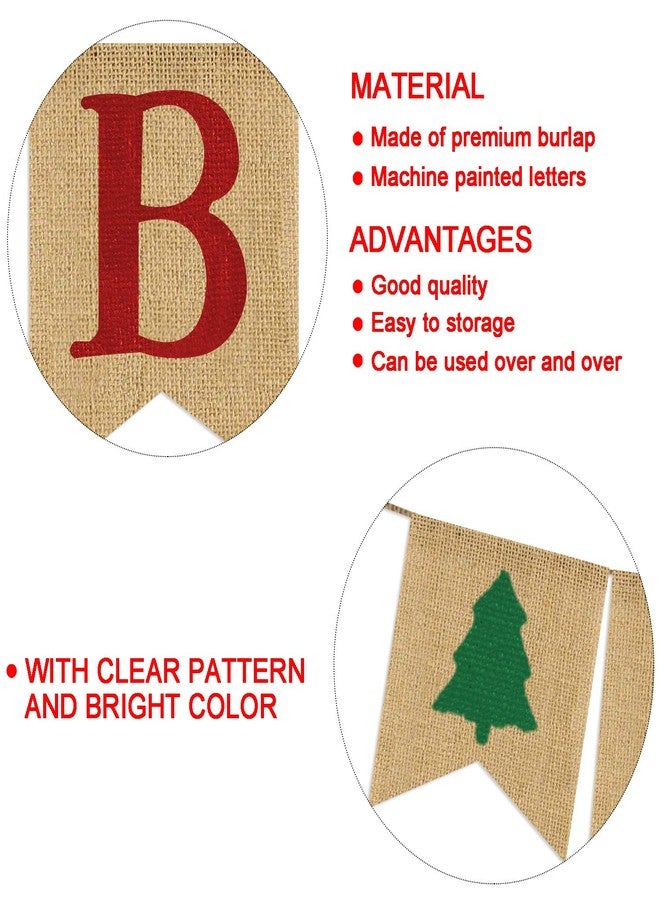 Partyprops Be Merry Christmas Tree Garland | Holiday Bunting | Indoor/Outdoor Natural Burlap Banner - Image 4
