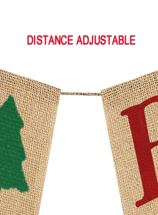 Partyprops Be Merry Christmas Tree Garland | Holiday Bunting | Indoor/Outdoor Natural Burlap Banner - Image 5