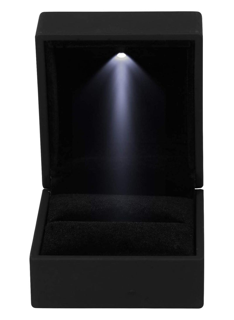 Black ring box with LED lighting, perfect for weddings and engagements. Jewelry gift for men, women, and girls. - Image 3