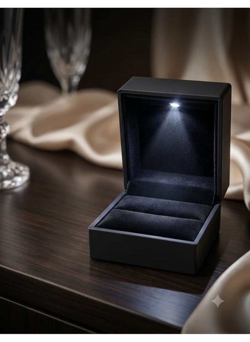 Black ring box with LED lighting, perfect for weddings and engagements. Jewelry gift for men, women, and girls. - Image 4