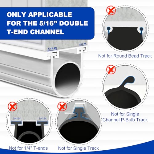 DGSL Garage Door Seals Bottom Rubber Weather Stripping Sealing Strip Replacement, Universal Weatherproof Threshold Buffering (20 Ft, White) - Image 4