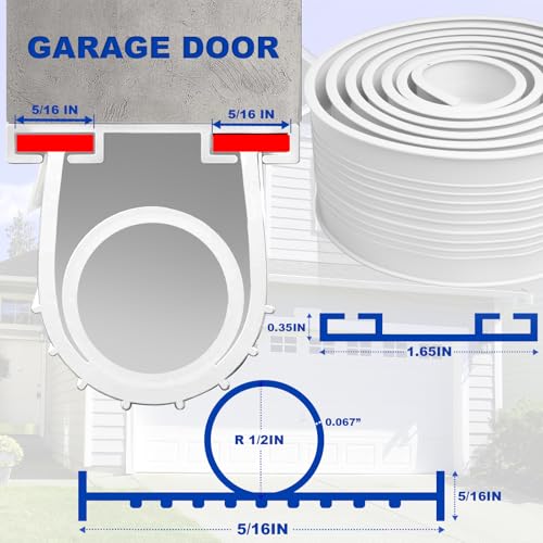 DGSL Garage Door Seals Bottom Rubber Weather Stripping Sealing Strip Replacement, Universal Weatherproof Threshold Buffering (20 Ft, White) - Image 3