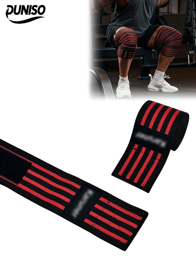 DUNISO 2 Pcs Fitness Knee Straps， Knee Brace Compression Bandage，Elastic Knee Wrap Compression Bandage Brace Support for Legs，Strong Toughness, Durable and Not Deformed，Protective Gear for Training Squat Weightlifting Equipment，1.8m - Image 1