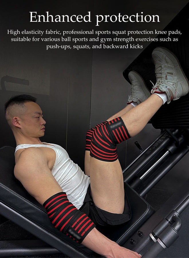 DUNISO 2 Pcs Fitness Knee Straps， Knee Brace Compression Bandage，Elastic Knee Wrap Compression Bandage Brace Support for Legs，Strong Toughness, Durable and Not Deformed，Protective Gear for Training Squat Weightlifting Equipment，1.8m - Image 3