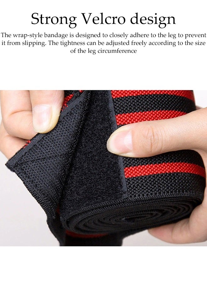 DUNISO 2 Pcs Fitness Knee Straps， Knee Brace Compression Bandage，Elastic Knee Wrap Compression Bandage Brace Support for Legs，Strong Toughness, Durable and Not Deformed，Protective Gear for Training Squat Weightlifting Equipment，1.8m - Image 5