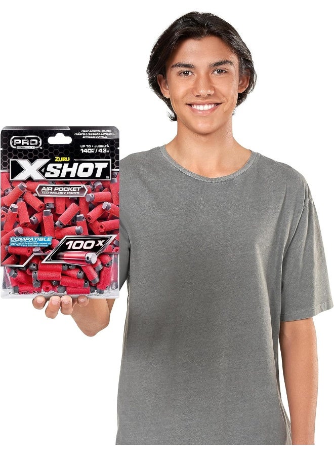 X-Shot Pro Series Half Length Air Pocket Technology 100 Darts Pack To Refill Blaster, Kids Toy Gun Bullets - Image 2