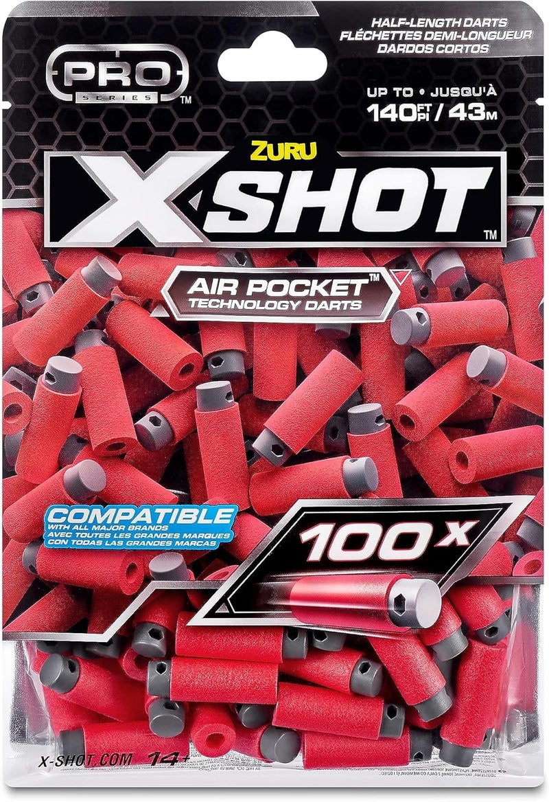 X-Shot Pro Series Half Length Air Pocket Technology 100 Darts Pack To Refill Blaster, Kids Toy Gun Bullets - Image 1