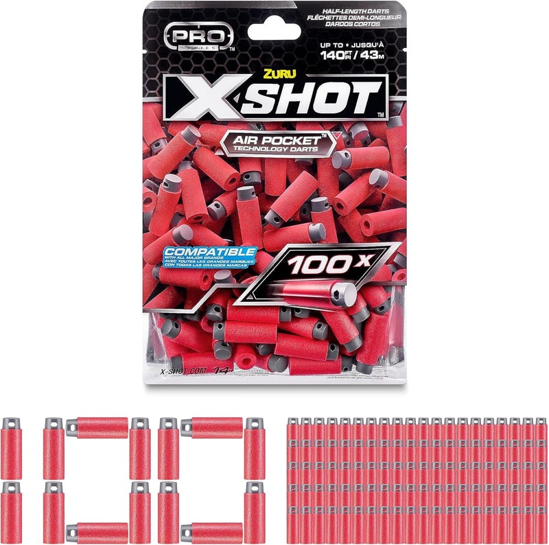 X-Shot Pro Series Half Length Air Pocket Technology 100 Darts Pack To Refill Blaster, Kids Toy Gun Bullets - Image 3