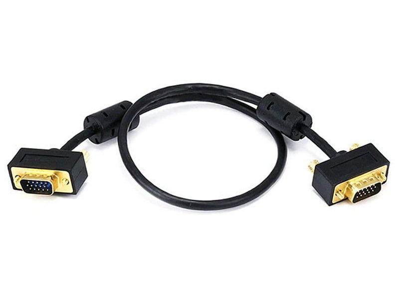 Monoprice 1.5ft Ultra Slim SVGA Super VGA 30/32AWG M/M Monitor Cable w/ ferrites (Gold Plated Connector) - Image 1
