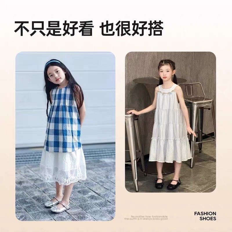 Girls'' Leather Shoes, New Spring and Autumn French Style Shallow Mouth Silver Single Shoes, Soft-Soled Mary Jane Princess Shoes for Older Children - Image 4