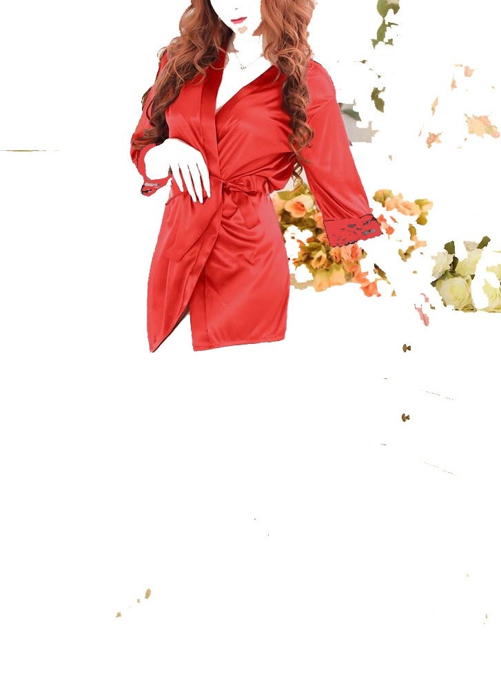 Women Pure Short Satin Silky  Summer Sleepwear Robe.  - Image 1