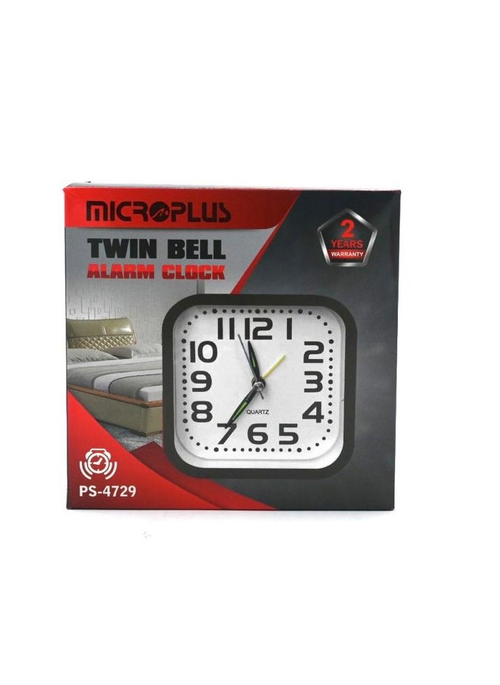 Microplus - Analogue Twin Bell Alarm Clock Black PS-4729 - Image 1
