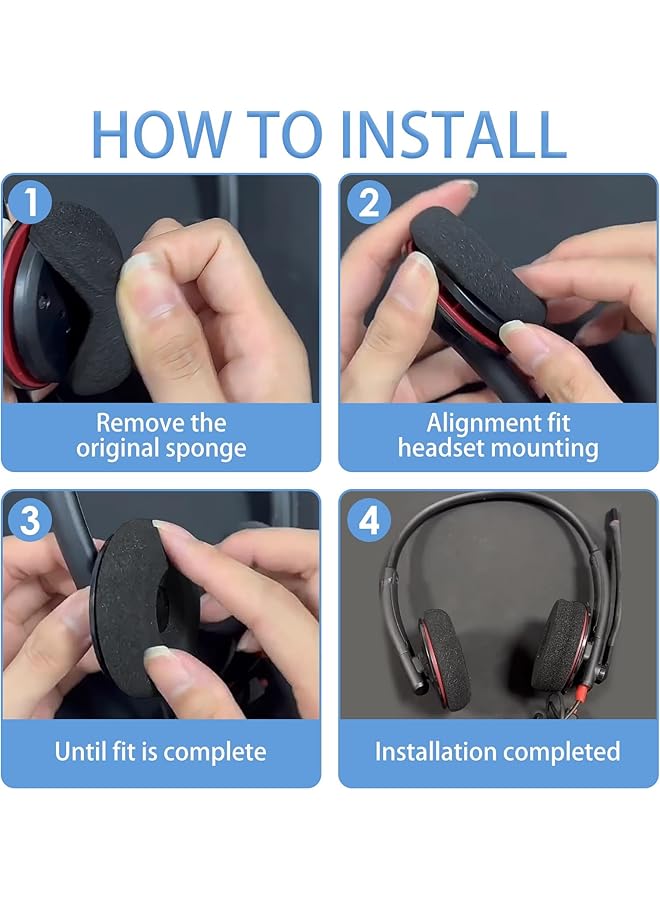 إيروريكس وسائد أذن سماعات الرأس وسائد أذن سماعات الرأس أغطية سماعات رأس بديلة وسائد سماعة رأس بديلة عبوة من 4 قطع باللون الأسود - Image 4