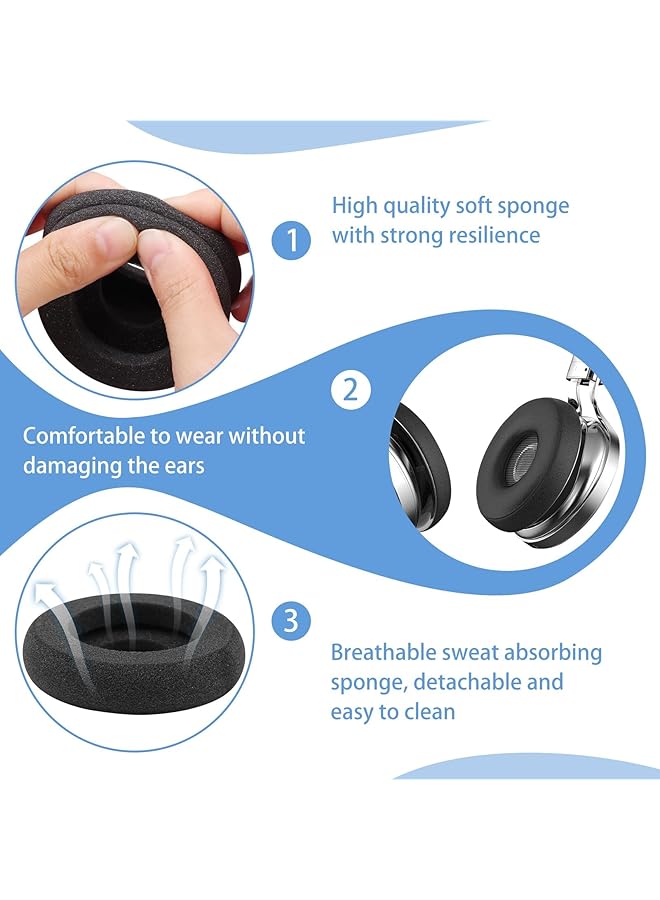 إيروريكس وسائد أذن سماعات الرأس وسائد أذن سماعات الرأس أغطية سماعات رأس بديلة وسائد سماعة رأس بديلة عبوة من 4 قطع باللون الأسود - Image 3