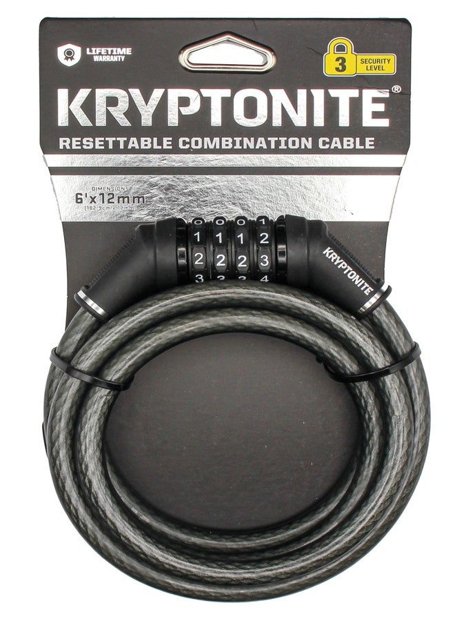 Kryptonite Resettable Combination Bike Lock Cable, 6ft. x 12mm Braided Steel Cable Anti-Theft Security Bicycle Lock with Keys for Outdoor Equipment, Bicycles, Scooters, Fence, Gate - Image 4