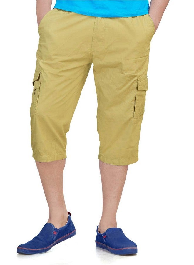 0-Degree 0-DEGREE Men's Regular Fit Three Quarter Shorts Khakhee 38 Inch - Yellow - Image 5