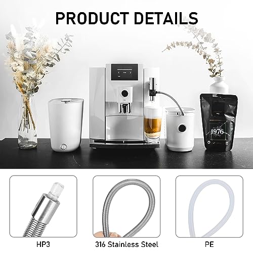 Jisculo Stainless Steel Milk Pipe Casing with HP3 Adapter, Compatible with Jura Coffee Machine Models:Z8/Z6/Z10/J6/J8/S8/S80/E8/E8 Chrome/GIGA X8cG2/X8G2/GIGA X3cG2 /X3G2/X8/X10/WE8/GIGA 10 - Image 2