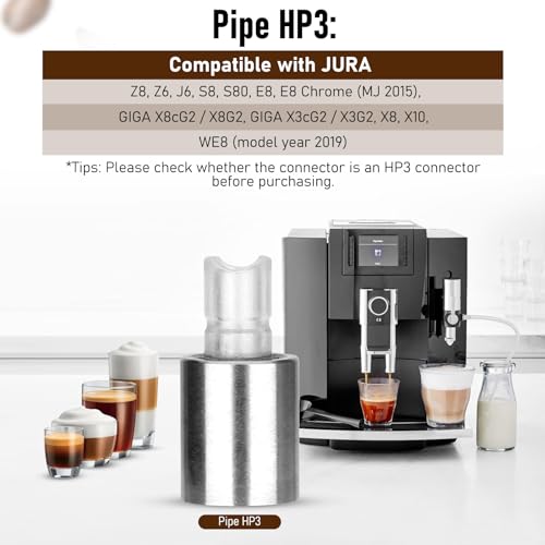 Jisculo Stainless Steel Milk Pipe Casing with HP3 Adapter, Compatible with Jura Coffee Machine Models:Z8/Z6/Z10/J6/J8/S8/S80/E8/E8 Chrome/GIGA X8cG2/X8G2/GIGA X3cG2 /X3G2/X8/X10/WE8/GIGA 10 - Image 3