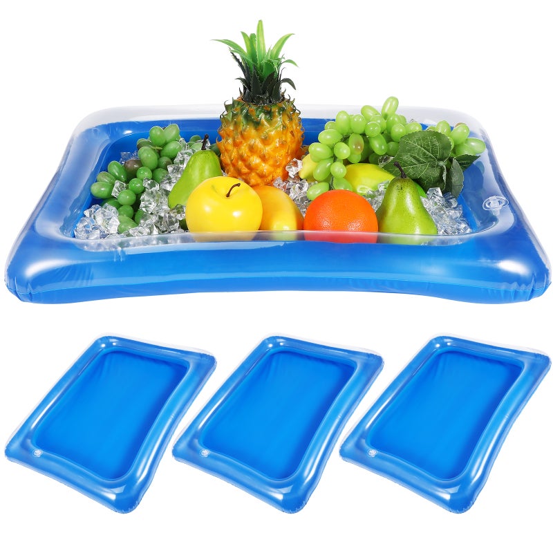 4Pcs Inflatable Ice Serving Bars Coolers Ice Food Server Trays (Transparent) - Image 2