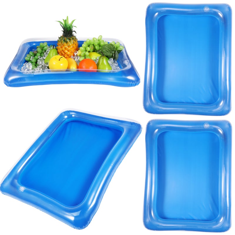 4Pcs Inflatable Ice Serving Bars Coolers Ice Food Server Trays (Transparent) - Image 1