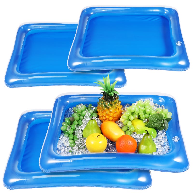 4Pcs Inflatable Ice Serving Bars Coolers Ice Food Server Trays (Transparent) - Image 4