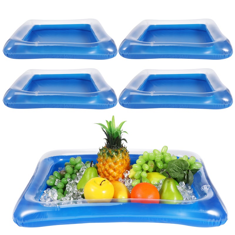 4Pcs Inflatable Ice Serving Bars Coolers Ice Food Server Trays (Transparent) - Image 3