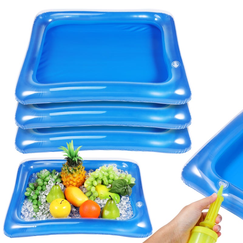 4Pcs Inflatable Ice Serving Bars Coolers Ice Food Server Trays (Transparent) - Image 5