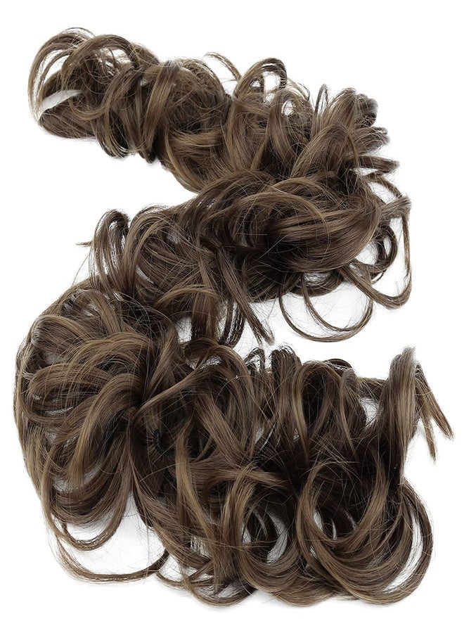 CAISHA PRETTYSHOP XXXL Hairpiece Hair Wrap Scrunchie Scrunchy Updos, VOLUMINOUS, Curly Messy Bun, Brown # 4T6 HW23 - Image 1
