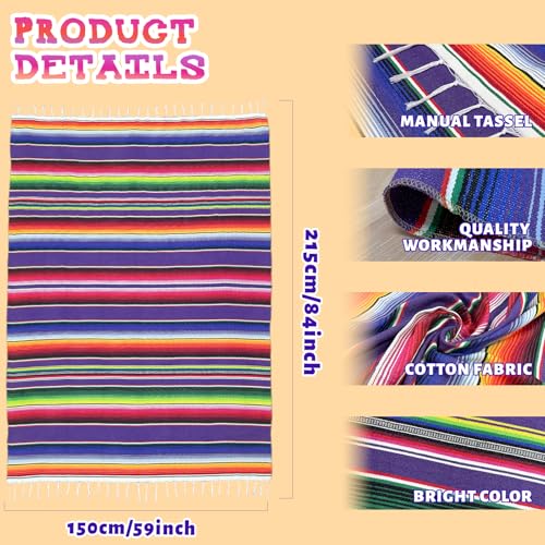 OurWarm 59 x 84 Inch Mexican Tablecloth Serape Blanket, Large Square Cotton Fringe Fiesta Tablecloth for Mexican Cinco de Mayo Party Decorations - Image 2