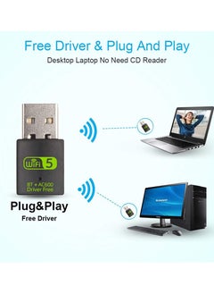 Generic USB WiFi Bluetooth Adapter, 600Mbps Dual Band 2.4/5Ghz Wireless Network External Receiver, Mini WiFi Dongle for PC/Laptop/Desktop  - Image 3