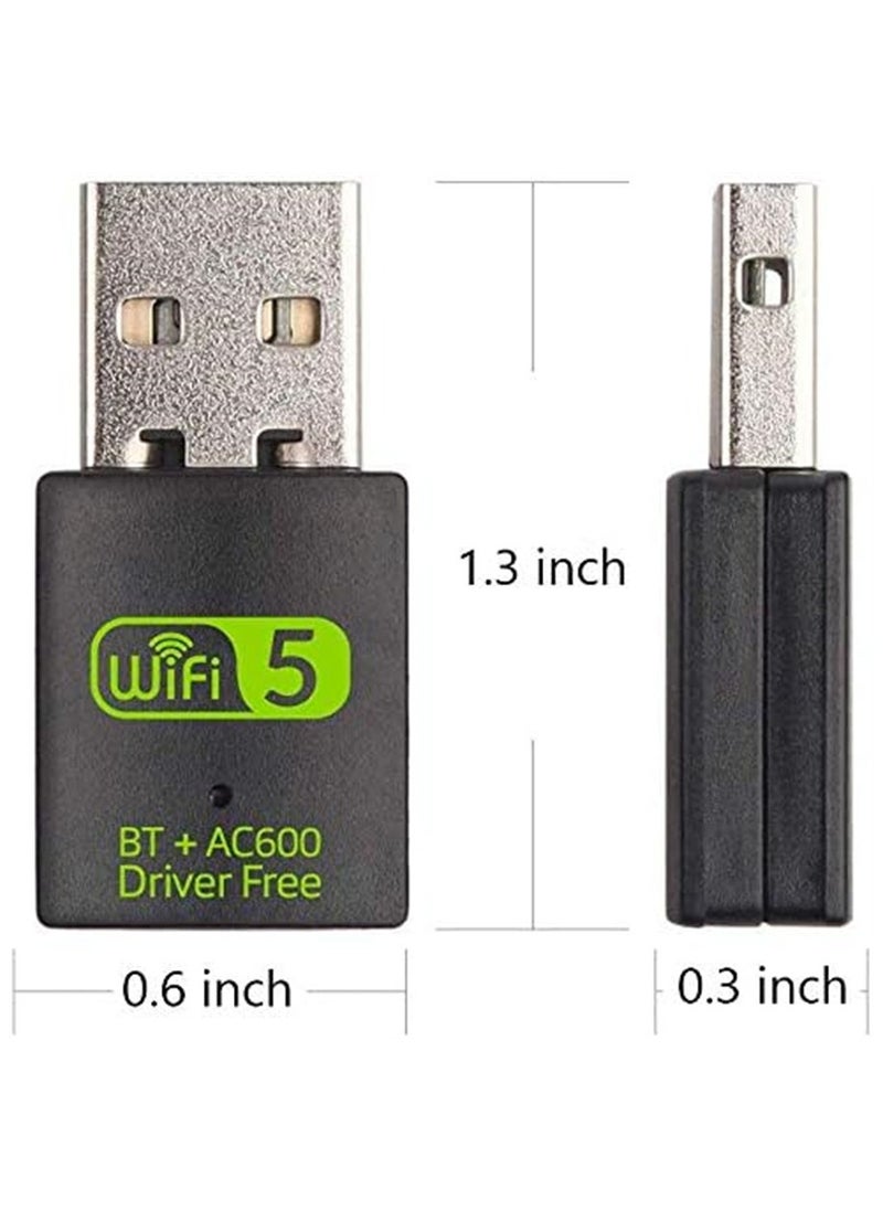 Generic - USB WiFi Bluetooth Adapter, 600Mbps Dual Band 2.4/5Ghz Wireless Network External Receiver, Mini WiFi Dongle for PC/Laptop/Desktop - Image 1