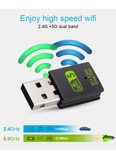 Generic USB WiFi Bluetooth Adapter, 600Mbps Dual Band 2.4/5Ghz Wireless Network External Receiver, Mini WiFi Dongle for PC/Laptop/Desktop  - Image 4