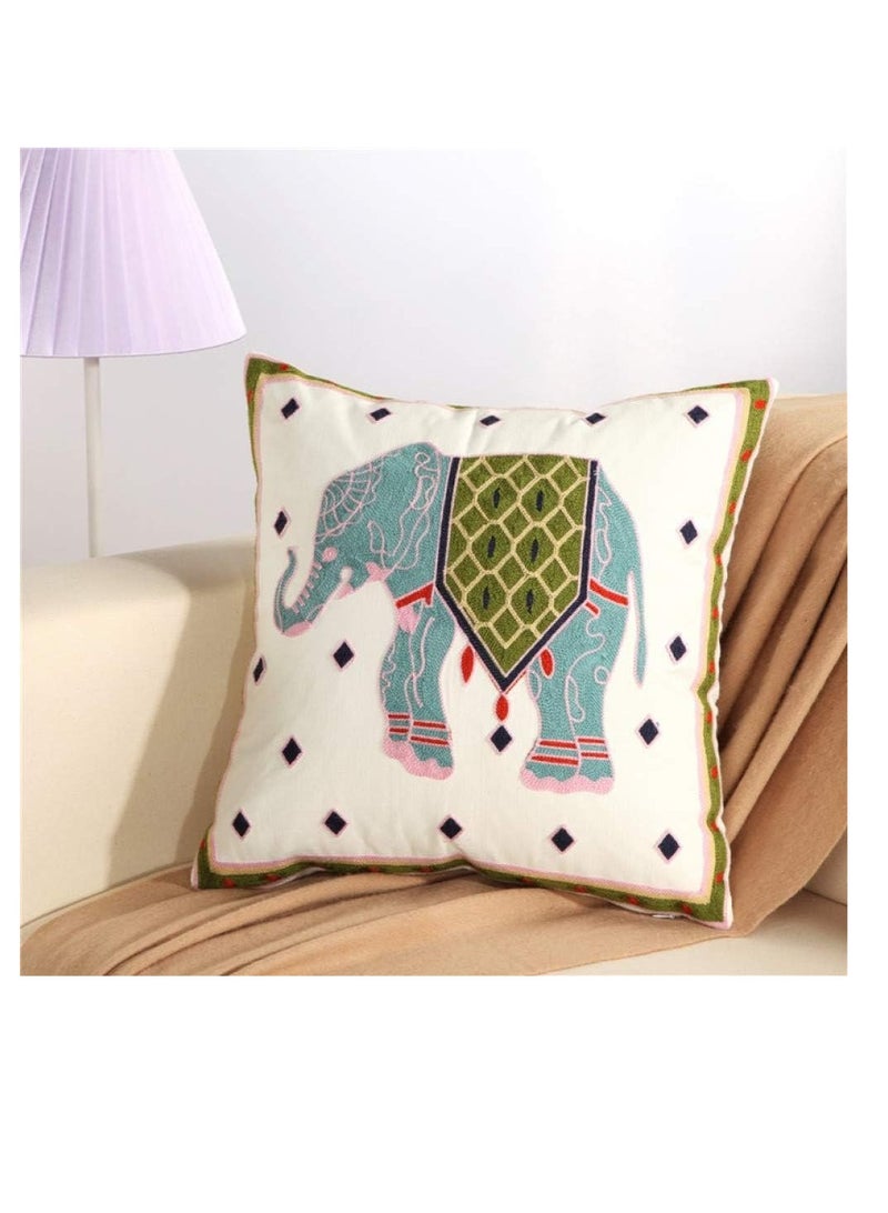BAIG Jacquard Cushion Cover with filling Palm Tree Leaves Design, Embroidered Decorative Pillowcase for Home, Sofa, 45x45cm - Image 1