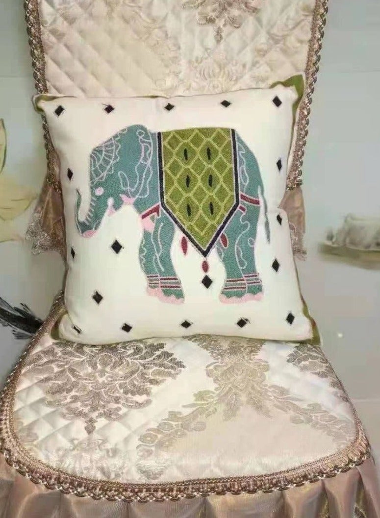BAIG Jacquard Cushion Cover with filling Palm Tree Leaves Design, Embroidered Decorative Pillowcase for Home, Sofa, 45x45cm - Image 2