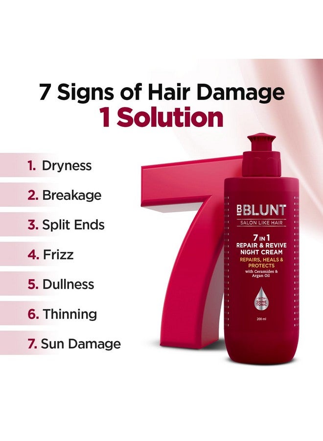 BBLUNT 7 In 1 Repair & Revive Night Cream To Heal & Protect Hair Overnight - 200Ml|Addresses 7 Signs Of Hair Damage | Reduces Frizz & Dullness | Enriched With Ceramides & Argan Oil | For Men & Women - Image 2