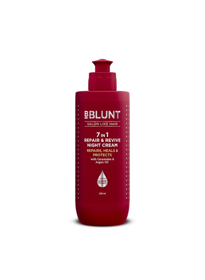 BBLUNT 7 In 1 Repair & Revive Night Cream To Heal & Protect Hair Overnight - 200Ml|Addresses 7 Signs Of Hair Damage | Reduces Frizz & Dullness | Enriched With Ceramides & Argan Oil | For Men & Women - Image 1