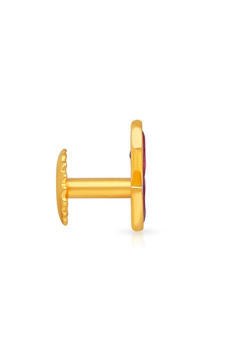 Malabar Gold and Diamonds أقراط دائرية 22 قيراط 916 نقاء بأسلوب برغي للخلف للفتيات SLER260 - Image 2