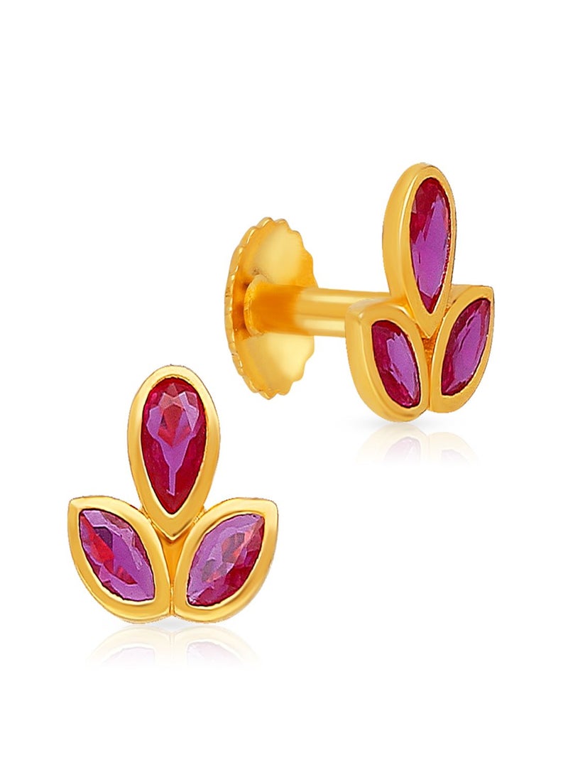 Malabar Gold and Diamonds أقراط دائرية 22 قيراط 916 نقاء بأسلوب برغي للخلف للفتيات SLER260 - Image 1