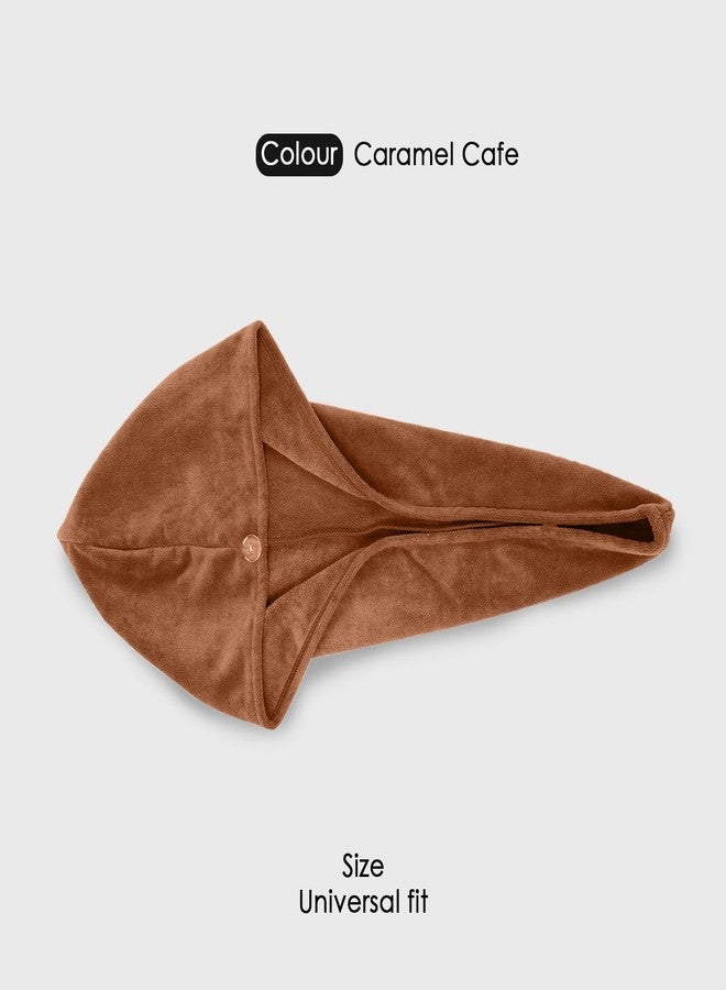 HOUSSE Microfibre Head Towels | 550 GSM High Absorbent Hair Wrap with Adjustable Buttons for Girls | Super Soft & Quick Dry Wrap Towel for Hairs | Pack of 1 | 25x65 cm (Caramel Cafe) - Image 2