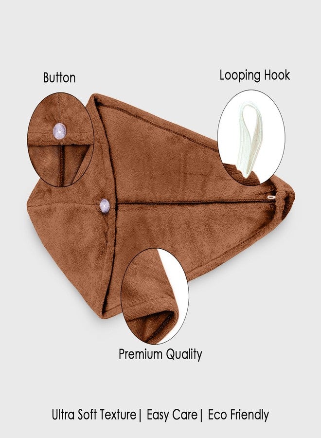 HOUSSE Microfibre Head Towels | 550 GSM High Absorbent Hair Wrap with Adjustable Buttons for Girls | Super Soft & Quick Dry Wrap Towel for Hairs | Pack of 1 | 25x65 cm (Caramel Cafe) - Image 3
