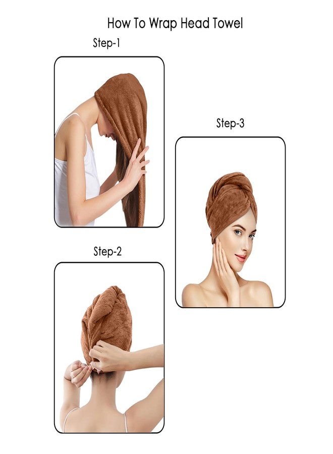 HOUSSE Microfibre Head Towels | 550 GSM High Absorbent Hair Wrap with Adjustable Buttons for Girls | Super Soft & Quick Dry Wrap Towel for Hairs | Pack of 1 | 25x65 cm (Caramel Cafe) - Image 4