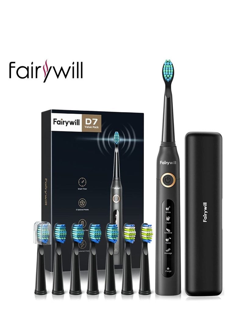Fairywill Rechargeable electric powerful toothbrush, 8 brush heads, multi-color, can last for more than one year - Image 1