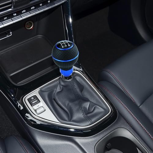 aakichi 5 Speed Shifter Knob Ball Transmission Handle Car PU Leather Gear Stick Knob for Most Manual Automotive Vehicles (Blue Circle) - Image 4